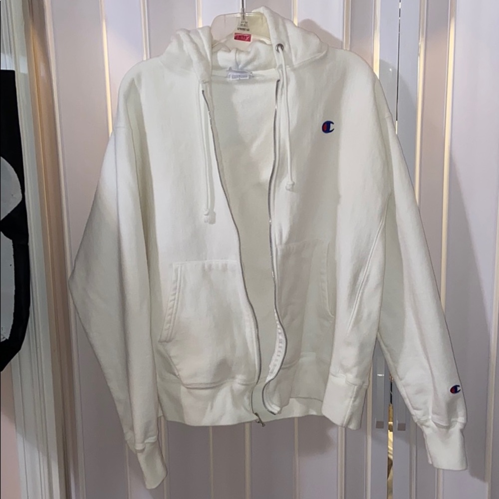 white champion zip up